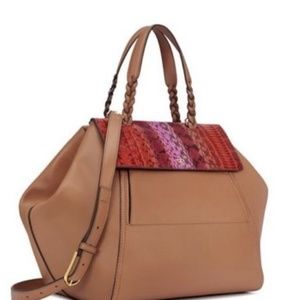 Tory Burch: Large Half-Moon Snake Satchel